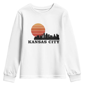 Kansas City Missouri Retro 80s Style Youth Sweatshirt TS14 White Print Your Wear