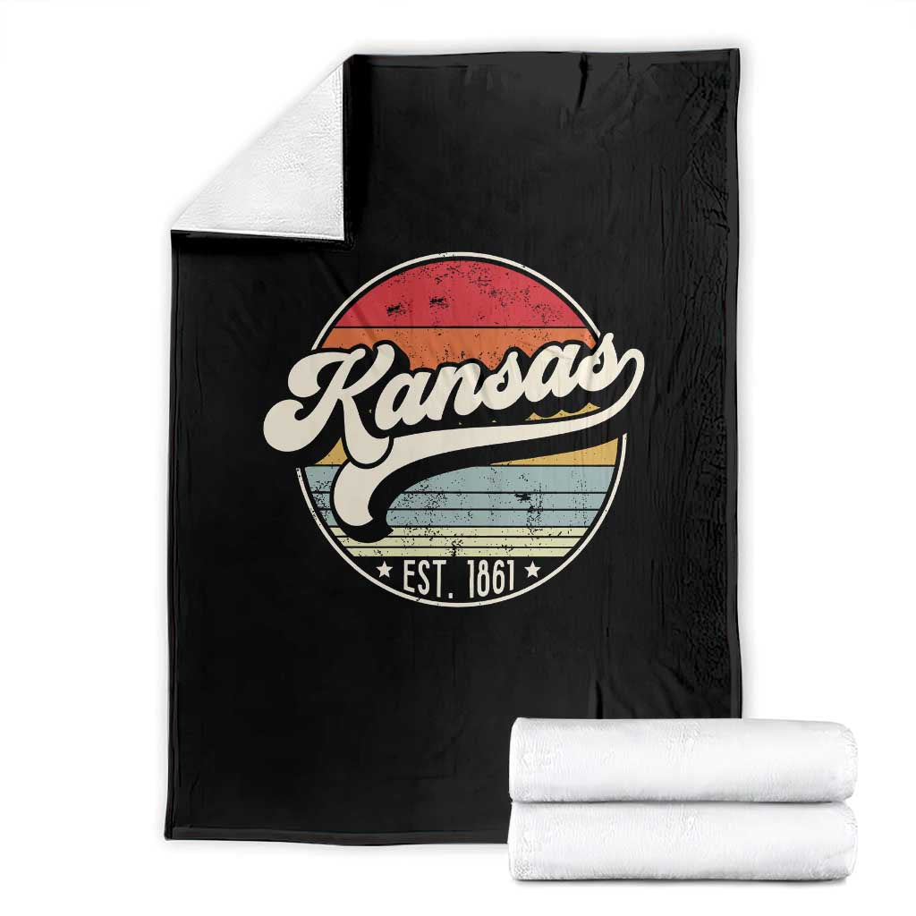 Kansas City Missouri Retro 80s Established 1861 Throw Blanket TS14 Black Print Your Wear