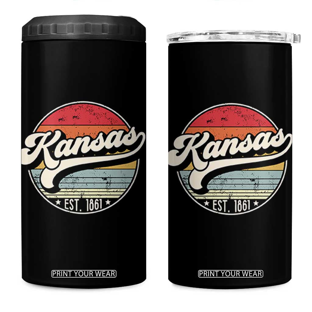 Kansas City Missouri Retro 80s Established 1861 4 in 1 Can Cooler Tumbler TS14 One Size: 16 oz Black Print Your Wear