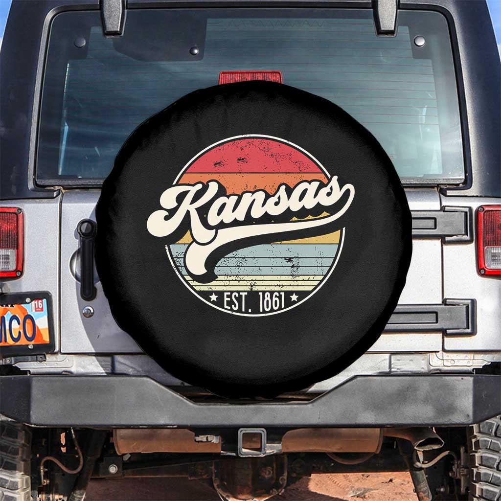 Kansas City Missouri Retro 80s Established 1861 Spare Tire Cover TS14 No hole Black Print Your Wear