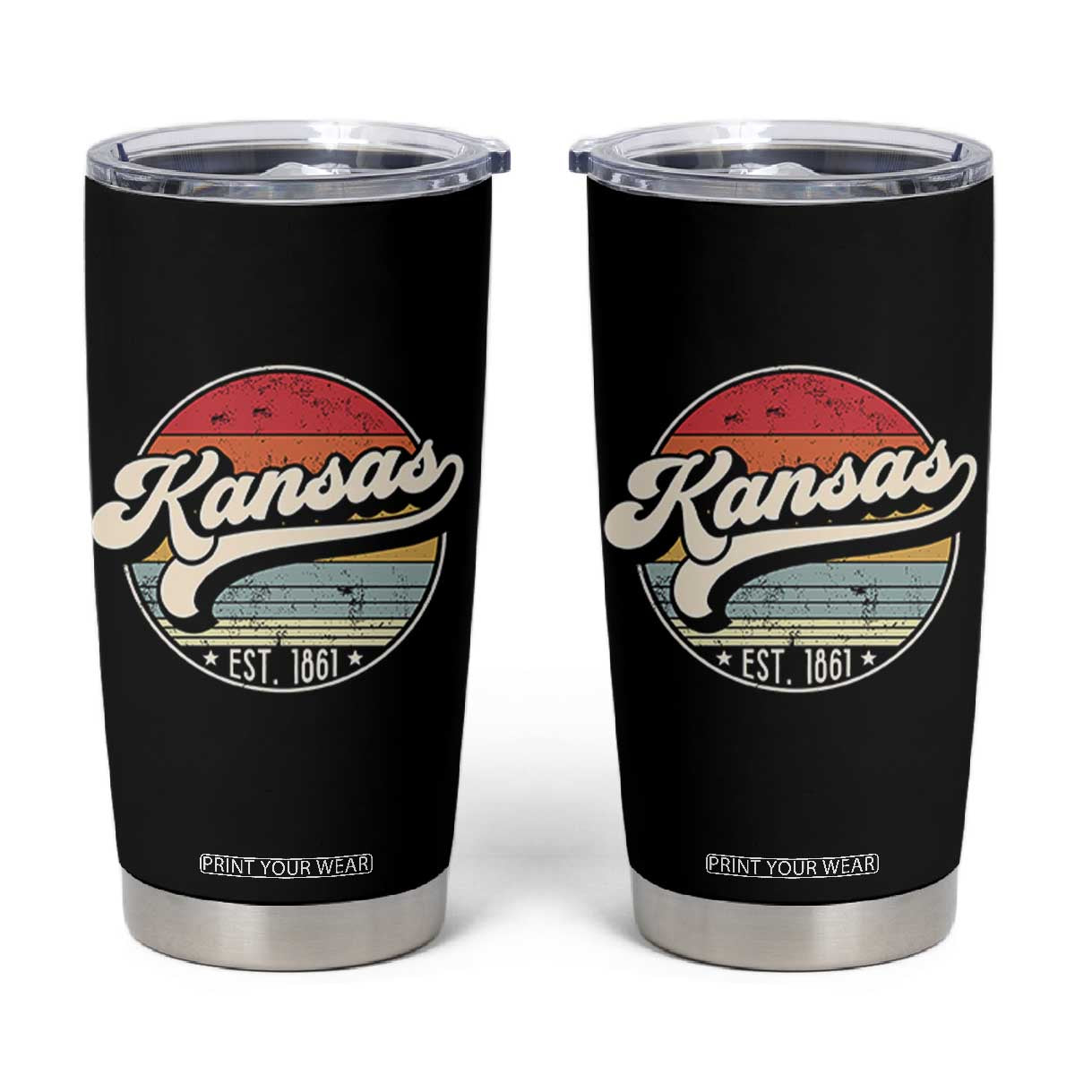 Kansas City Missouri Retro 80s Established 1861 Tumbler Cup TS14 Black Print Your Wear