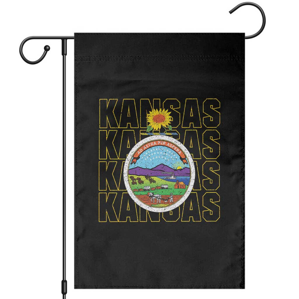 Retro Kansas Flag Vintage KS Souvenir Garden Flag TS14 Black Print Your Wear