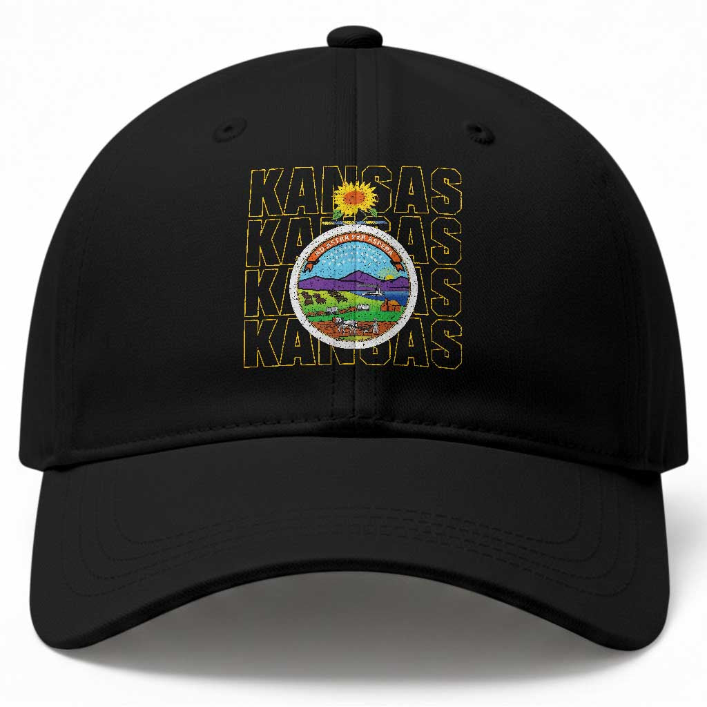 Retro Kansas Flag Vintage KS Souvenir Baseball Cap TS14 Print Your Wear