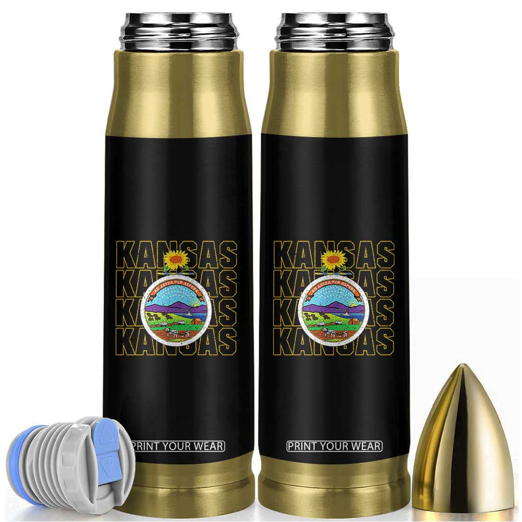 Retro Kansas Flag Vintage KS Souvenir Bullet Tumbler TS14 Black Print Your Wear