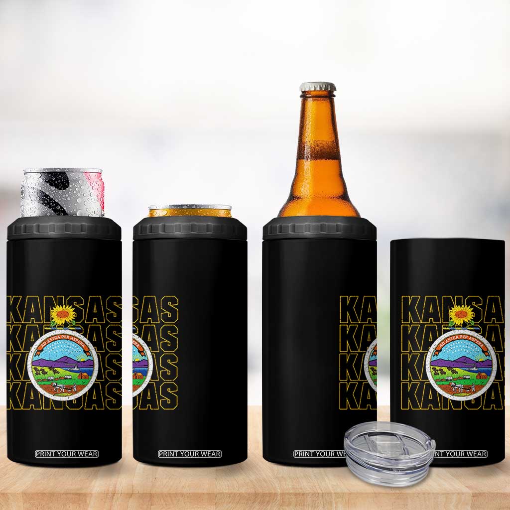 Retro Kansas Flag Vintage KS Souvenir 4 in 1 Can Cooler Tumbler TS14 Print Your Wear