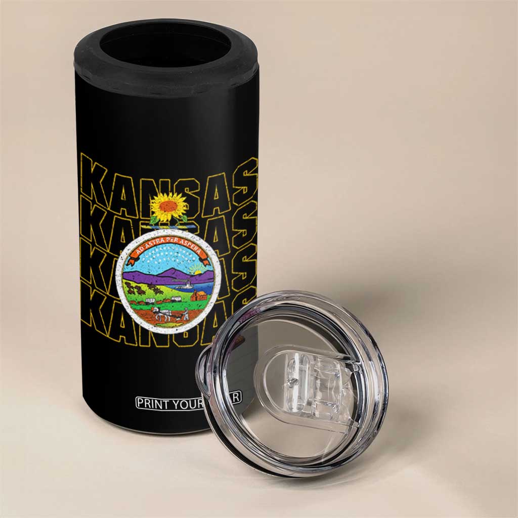 Retro Kansas Flag Vintage KS Souvenir 4 in 1 Can Cooler Tumbler TS14 Print Your Wear