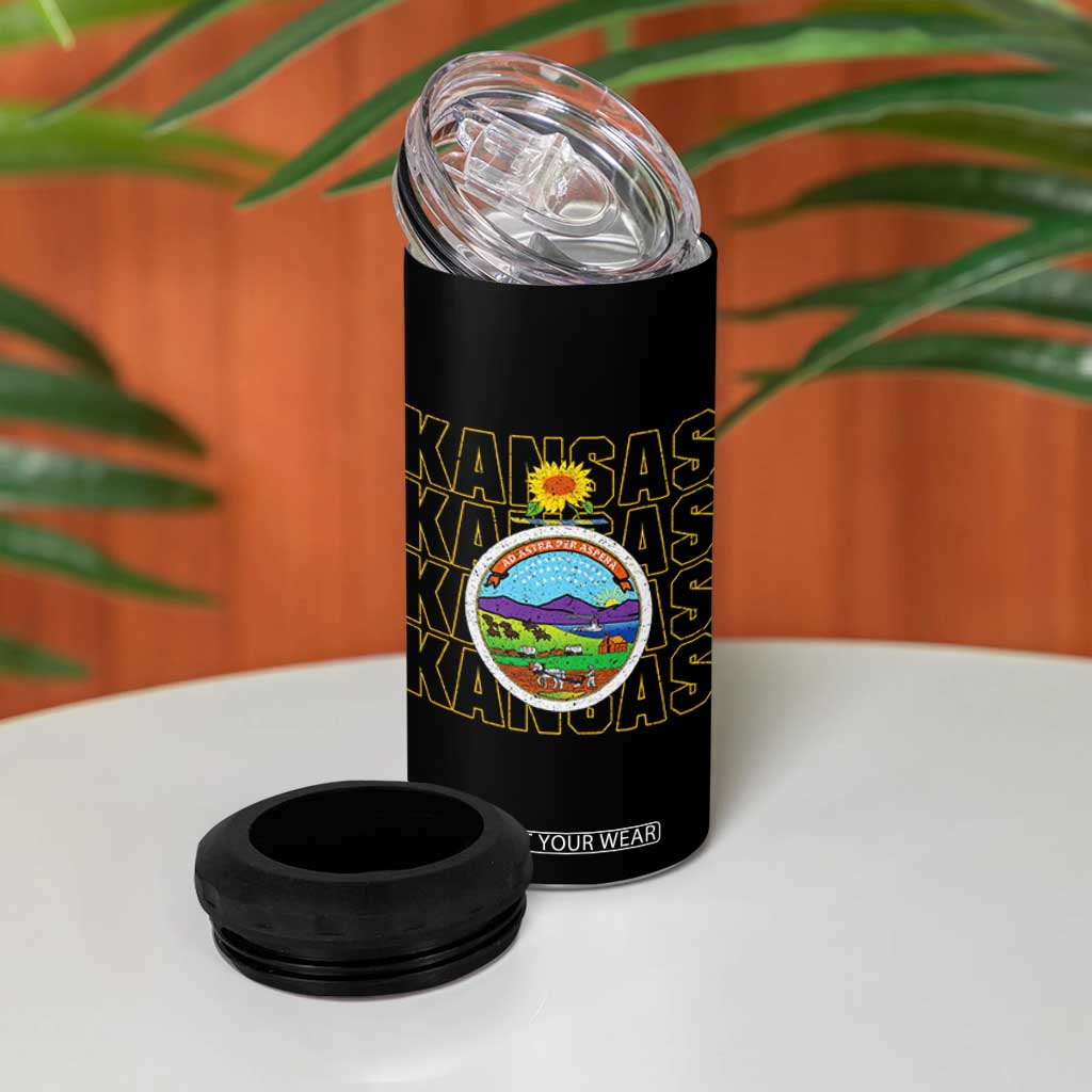 Retro Kansas Flag Vintage KS Souvenir 4 in 1 Can Cooler Tumbler TS14 Print Your Wear