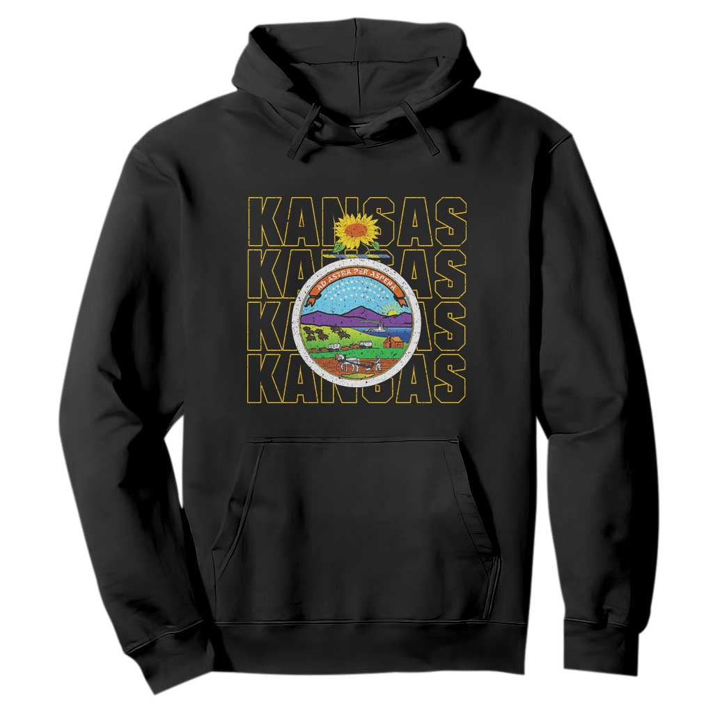 Retro Kansas Flag Vintage KS Souvenir Hoodie TS14 Black Print Your Wear