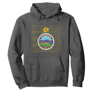 Retro Kansas Flag Vintage KS Souvenir Hoodie TS14 Dark Heather Print Your Wear