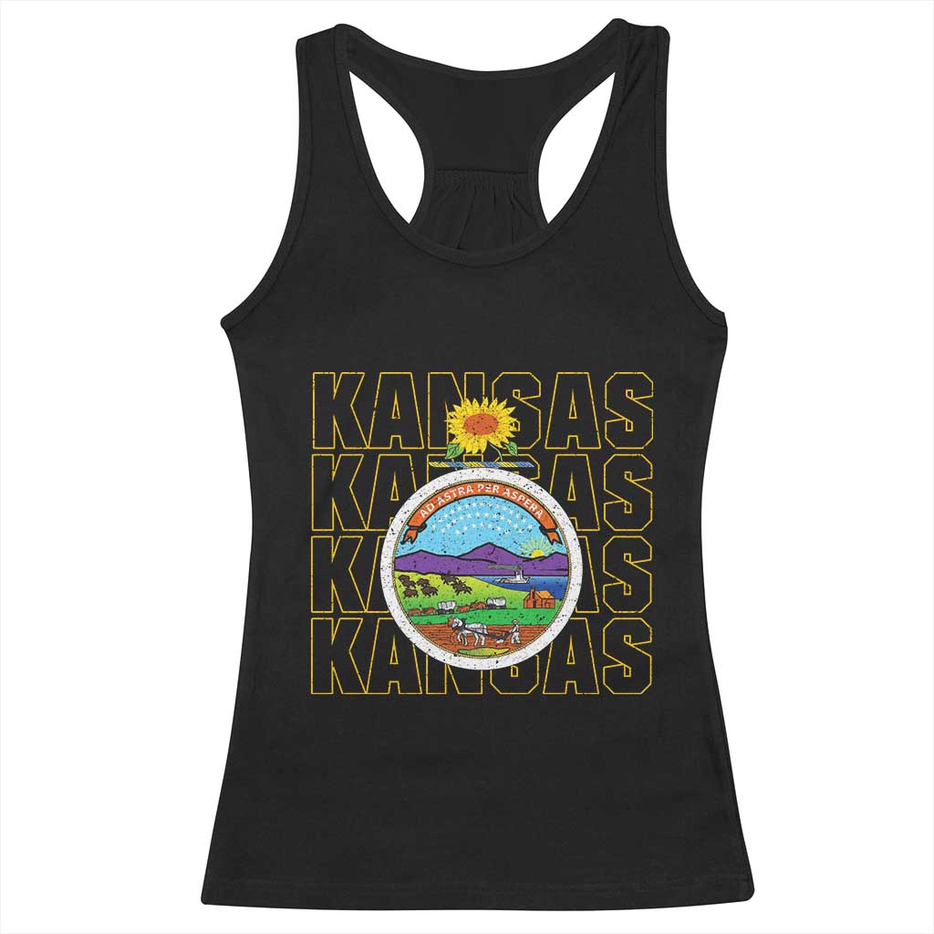 Retro Kansas Flag Vintage KS Souvenir Racerback Tank Top TS14 Black Print Your Wear