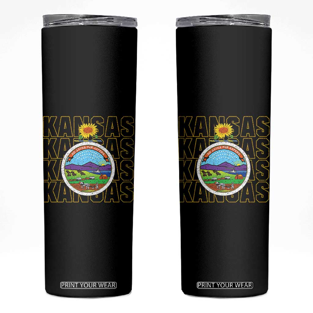 Retro Kansas Flag Vintage KS Souvenir Skinny Tumbler TS14 Black Print Your Wear