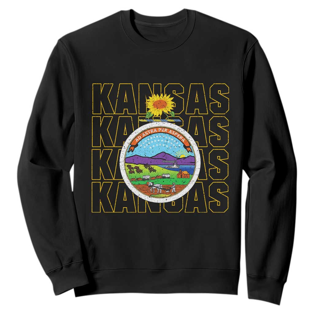 Retro Kansas Flag Vintage KS Souvenir Sweatshirt TS14 Black Print Your Wear