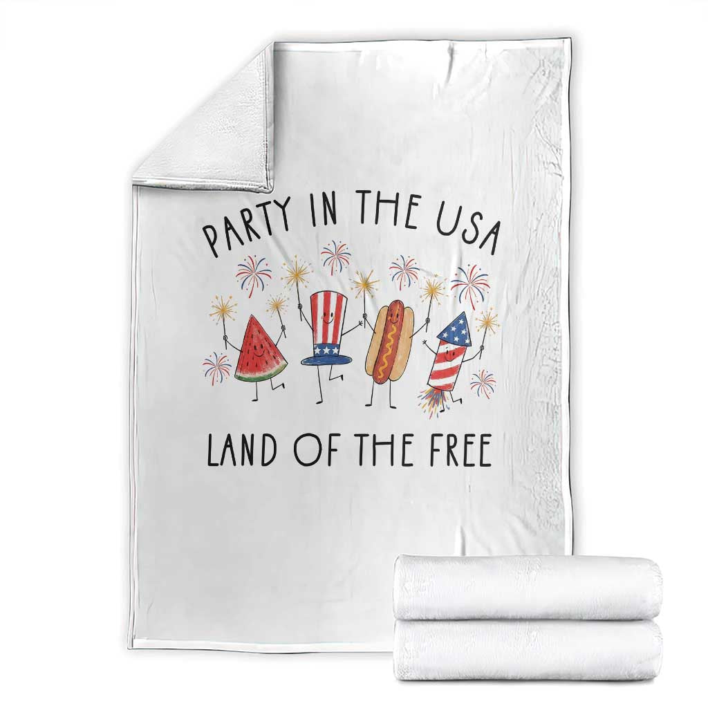 Patriotic Doodle Throw Blanket Watermelon Hotdog Firework Cute Fourth of July