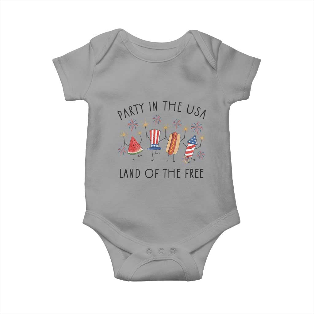 Patriotic Doodle Baby Onesie Watermelon Hotdog Firework Cute Fourth of July