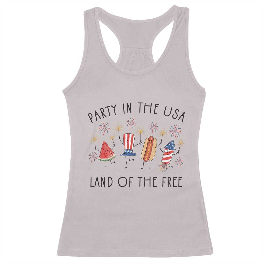 Patriotic Doodle Racerback Tank Top Watermelon Hotdog Firework Cute Fourth of July