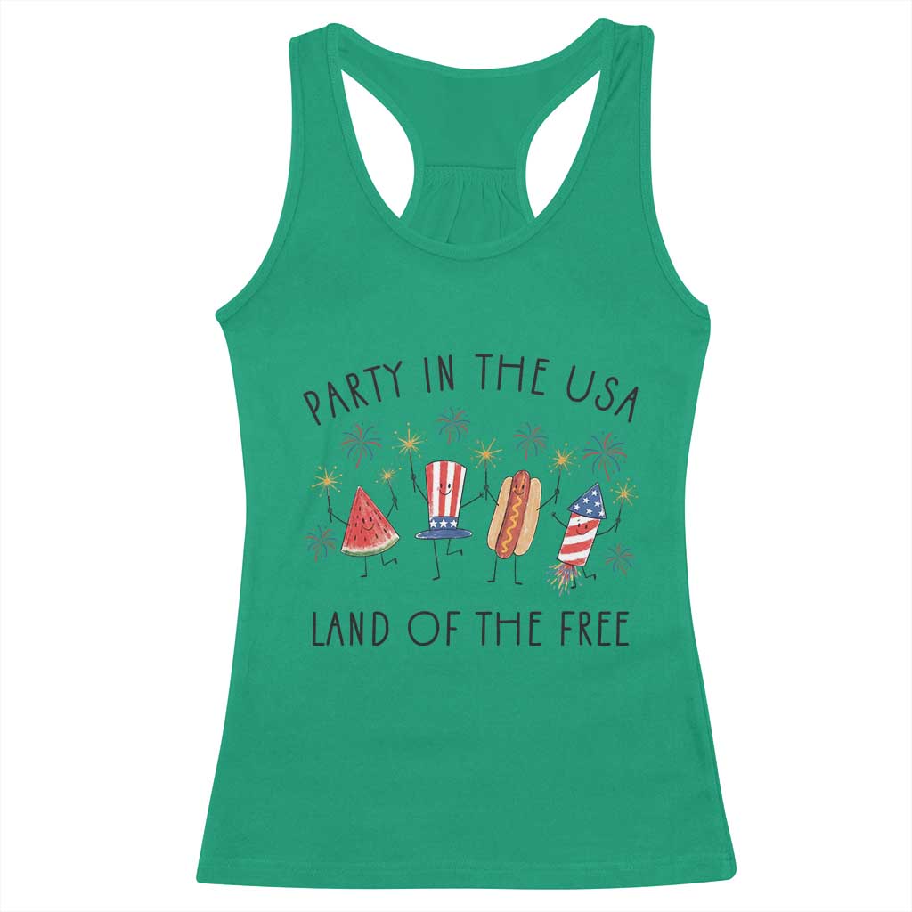 Patriotic Doodle Racerback Tank Top Watermelon Hotdog Firework Cute Fourth of July