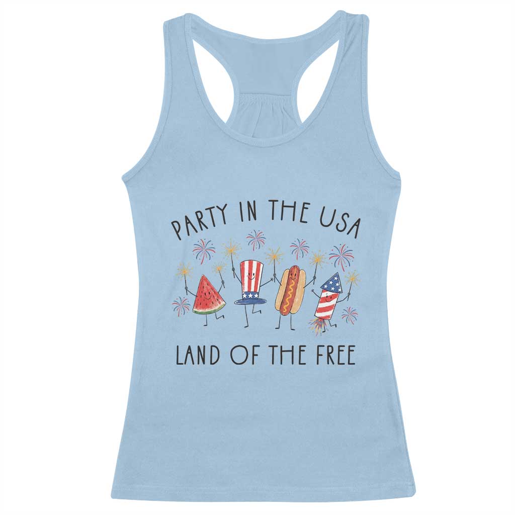 Patriotic Doodle Racerback Tank Top Watermelon Hotdog Firework Cute Fourth of July