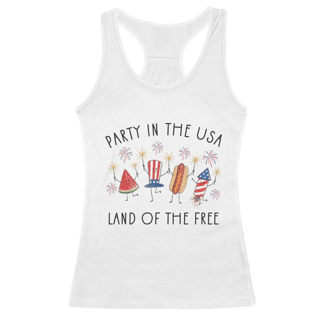 Patriotic Doodle Racerback Tank Top Watermelon Hotdog Firework Cute Fourth of July TS14 White Print Your Wear