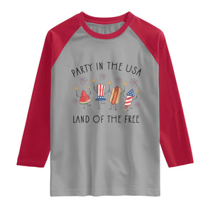 Patriotic Doodle Raglan Shirt Watermelon Hotdog Firework Cute Fourth of July TS14 Sport Gray Red Print Your Wear