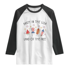Patriotic Doodle Raglan Shirt Watermelon Hotdog Firework Cute Fourth of July TS14 White Black Print Your Wear