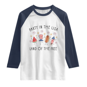 Patriotic Doodle Raglan Shirt Watermelon Hotdog Firework Cute Fourth of July TS14 White Navy Print Your Wear