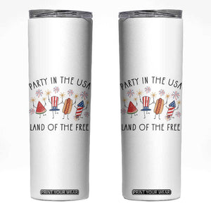 Patriotic Doodle Skinny Tumbler Watermelon Hotdog Firework Cute Fourth of July TS14 White Print Your Wear