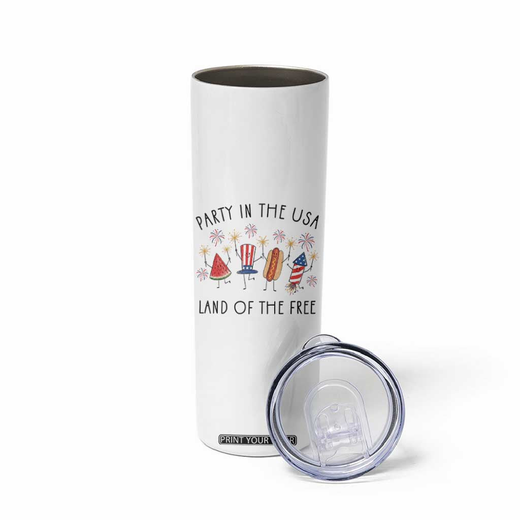 Patriotic Doodle Skinny Tumbler Watermelon Hotdog Firework Cute Fourth of July TS14 Print Your Wear