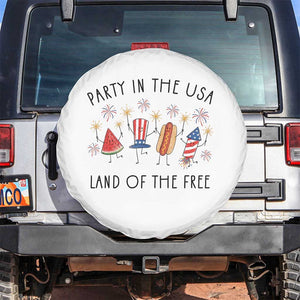 Patriotic Doodle Spare Tire Cover Watermelon Hotdog Firework Cute Fourth of July