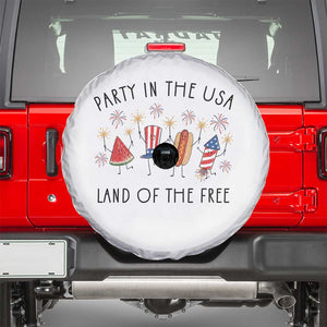 Patriotic Doodle Spare Tire Cover Watermelon Hotdog Firework Cute Fourth of July