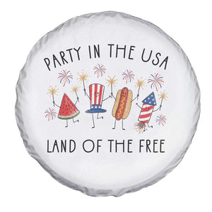 Patriotic Doodle Spare Tire Cover Watermelon Hotdog Firework Cute Fourth of July