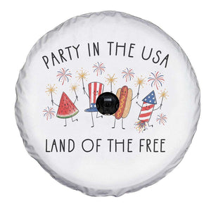 Patriotic Doodle Spare Tire Cover Watermelon Hotdog Firework Cute Fourth of July