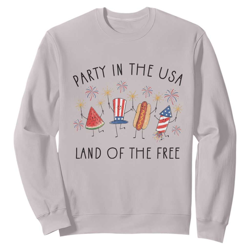 Patriotic Doodle Sweatshirt Watermelon Hotdog Firework Cute Fourth of July