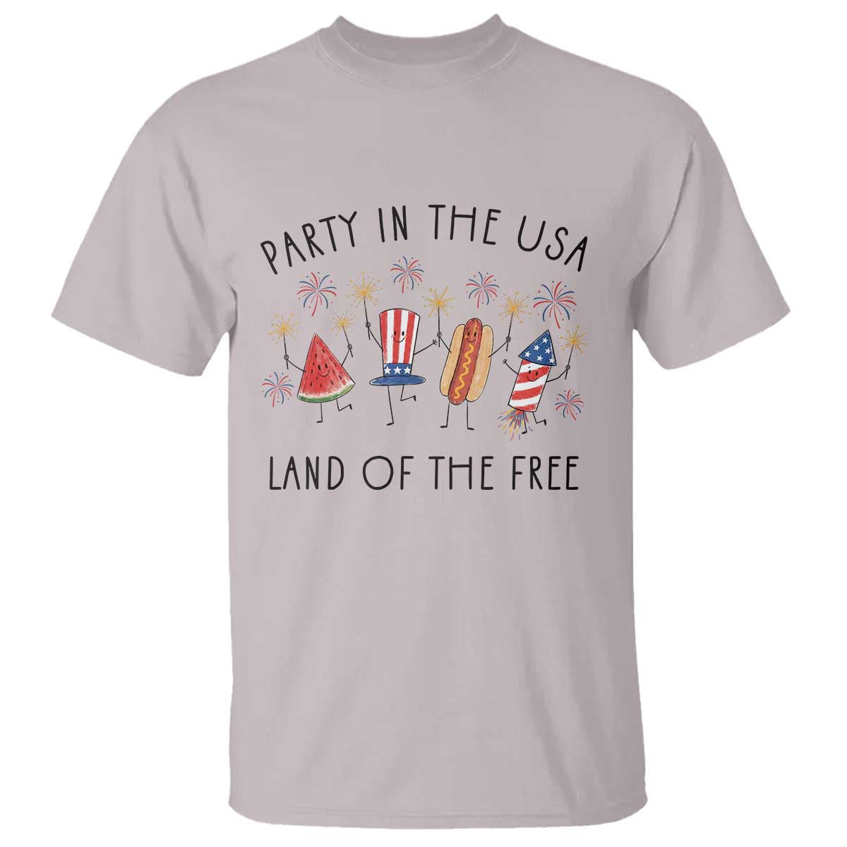 Patriotic Doodle T Shirt Watermelon Hotdog Firework Cute Fourth of July TS14 Print Your Wear