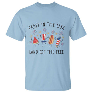 Patriotic Doodle T Shirt Watermelon Hotdog Firework Cute Fourth of July TS14 Light Blue Print Your Wear