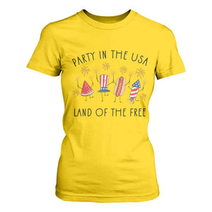 Patriotic Doodle T Shirt For Women Watermelon Hotdog Firework Cute Fourth of July