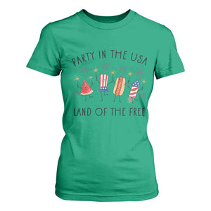 Patriotic Doodle T Shirt For Women Watermelon Hotdog Firework Cute Fourth of July