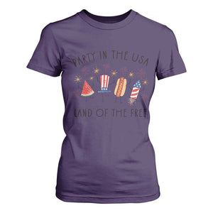 Patriotic Doodle T Shirt For Women Watermelon Hotdog Firework Cute Fourth of July