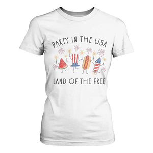 Patriotic Doodle T Shirt For Women Watermelon Hotdog Firework Cute Fourth of July