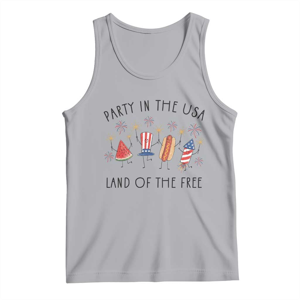 Patriotic Doodle Tank Top Watermelon Hotdog Firework Cute Fourth of July TS14 Athletic Heather Print Your Wear