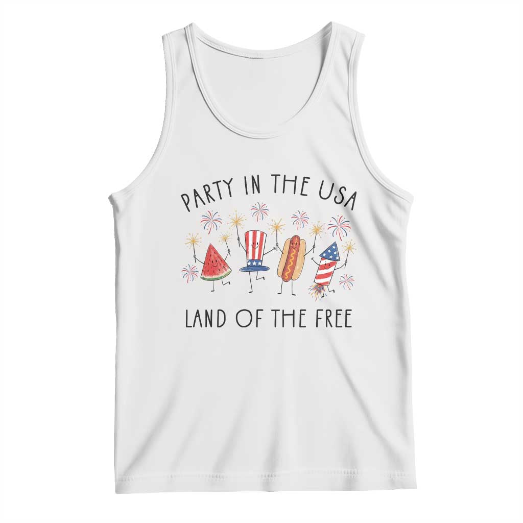 Patriotic Doodle Tank Top Watermelon Hotdog Firework Cute Fourth of July TS14 White Print Your Wear