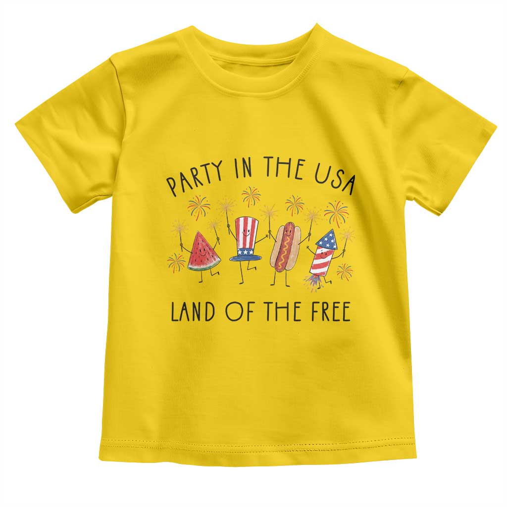Patriotic Doodle Toddler T Shirt Watermelon Hotdog Firework Cute Fourth of July