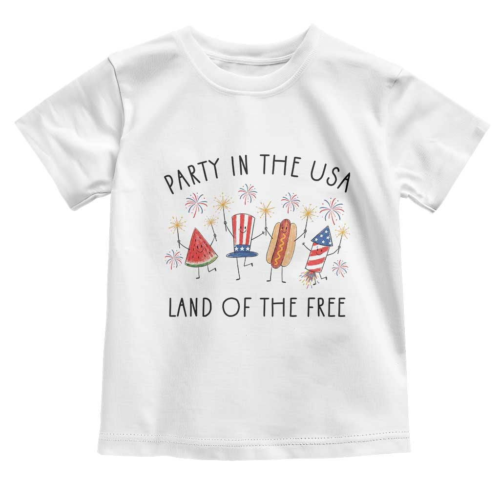 Patriotic Doodle Toddler T Shirt Watermelon Hotdog Firework Cute Fourth of July TS14 White Print Your Wear