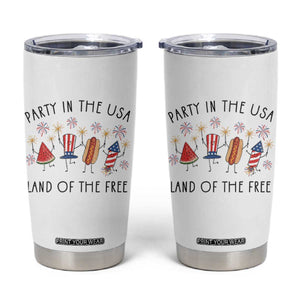 Patriotic Doodle Tumbler Cup Watermelon Hotdog Firework Cute Fourth of July
