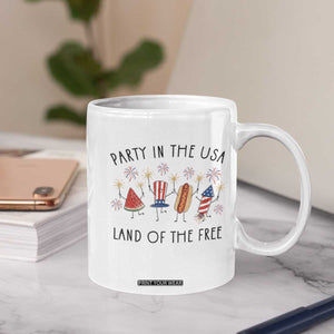 Patriotic Doodle Coffee Mug Watermelon Hotdog Firework Cute Fourth of July