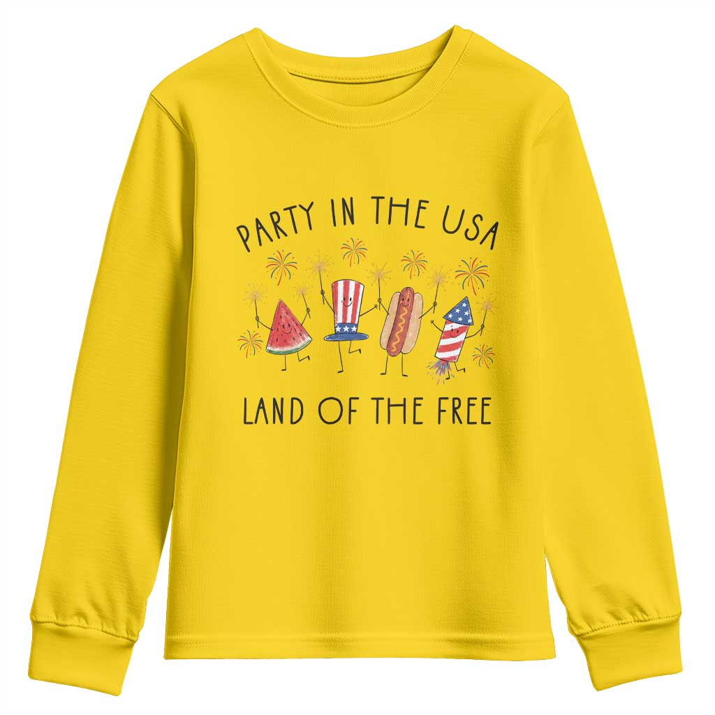 Patriotic Doodle Youth Sweatshirt Watermelon Hotdog Firework Cute Fourth of July