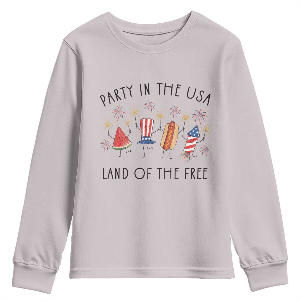 Patriotic Doodle Youth Sweatshirt Watermelon Hotdog Firework Cute Fourth of July