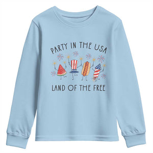 Patriotic Doodle Youth Sweatshirt Watermelon Hotdog Firework Cute Fourth of July