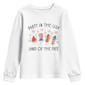 Patriotic Doodle Youth Sweatshirt Watermelon Hotdog Firework Cute Fourth of July