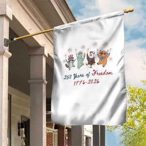 250 Years Of Freedom Garden Flag Patriotic Doodle America Raccoon Goose Highland Cow 4th of July TS14 Print Your Wear