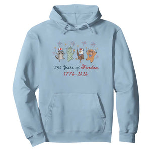 250 Years Of Freedom Hoodie Patriotic Doodle America Raccoon Goose Highland Cow 4th of July